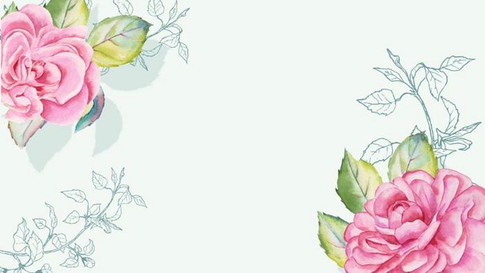 可移动编辑的水彩牡丹ppt背景图片 - 吾七天素材网