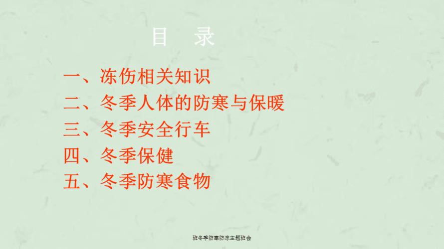 班冬季防寒防冻主题班会课件