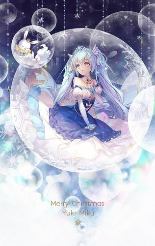 头上长了两根大葱辫子的二次元女孩"初音未来"的高清插画壁纸