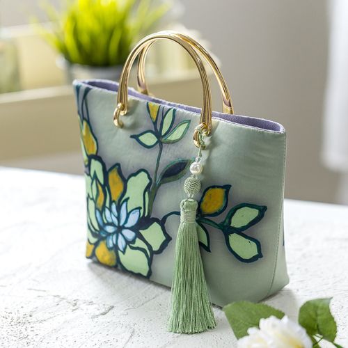 材料气质手工布艺手提包拎包光面免烫