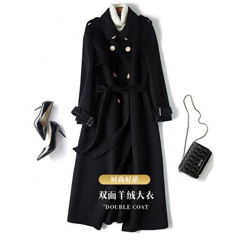 双面羊绒大衣羊毛呢大衣中长款女外套澳毛新款高端纯反时尚小个子显瘦