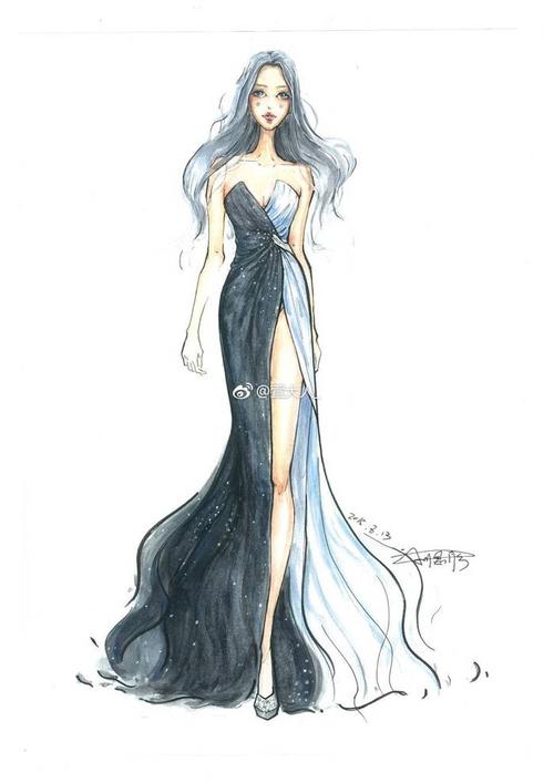 时装画,服装,手绘,水彩画