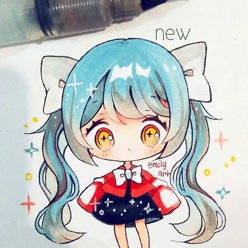 【马克笔彩铅q版】新手入门超可爱动漫人物手绘素材 画师:emichu_ni