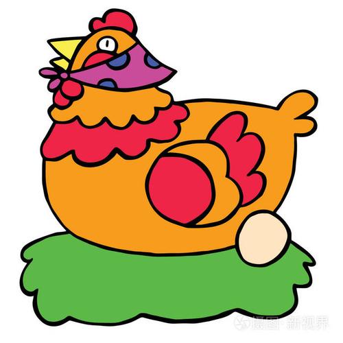 可爱的卡通母鸡在白色背景为儿童版画, t恤, 彩色书