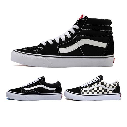 官网旗舰店万斯经典新款女鞋男鞋高低帮帆布鞋棋盘格sk8滑板鞋女