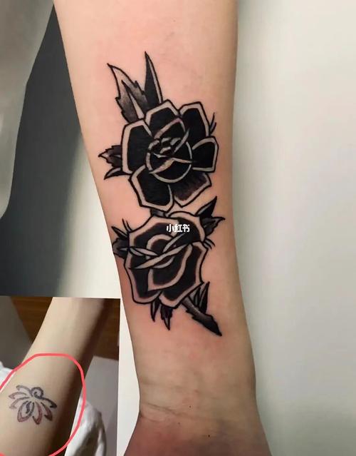 玫瑰花遮盖|遮盖纹身|菏泽纹身_纹身_玫瑰花_鲸·刺青