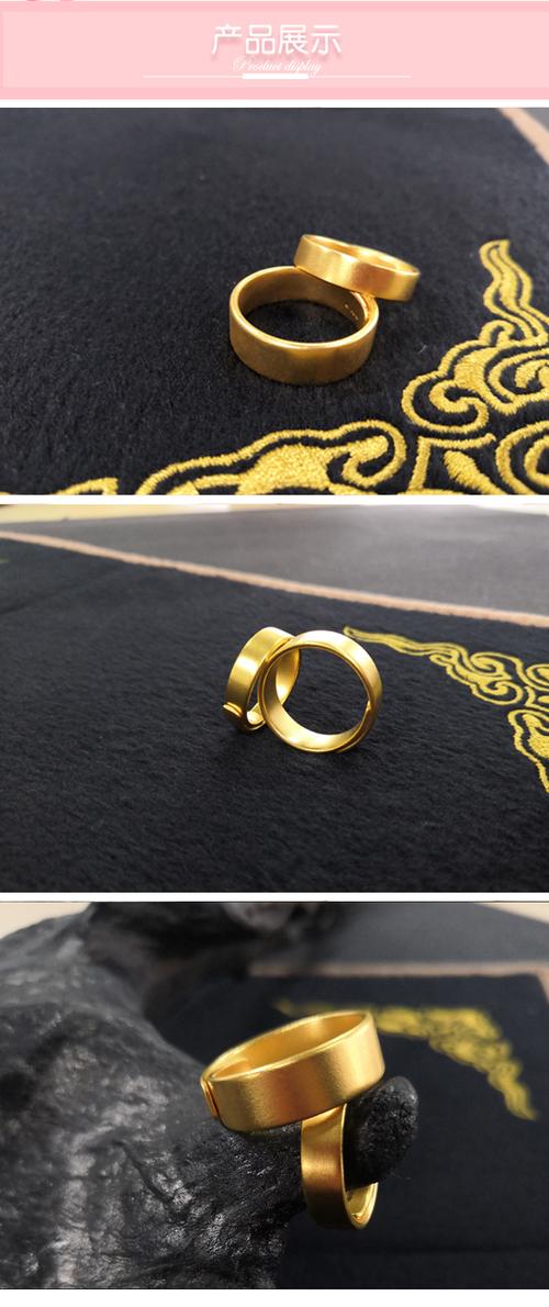 金一国囍古法-哑光情侣平面对戒黄金戒指(计价)abag03