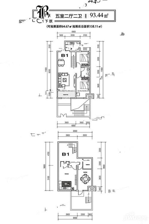 华海药都新城3#跃层b1下跃户型