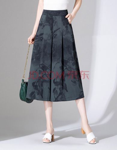 wsea品牌冰丝阔腿裤女夏裙裤2021新款加大脚裤七分裤薄款中年妈妈裤子