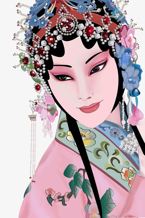 花旦脸谱 古装美女 京剧人物 国粹京剧人物 中国元素 武旦 卡通京剧