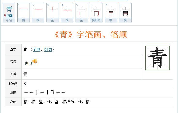 青的笔顺