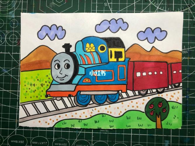 小火车_火车_儿童画_线稿_暖春樱花季_文化_绘画