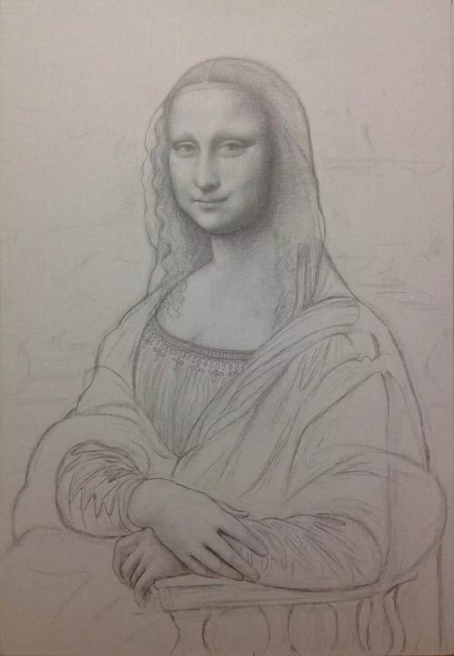 圣石の巨神兵,贴出了一张他临摹的蒙娜丽莎的素描,接下来会按照古典