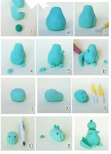 超轻彩泥制作恐龙 - 橡皮泥/彩泥手工制作_软陶制作