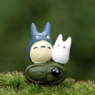 宫崎骏となりのトトロ站粽子蓝龙猫白叽喳微景观盆栽花插园艺饰物