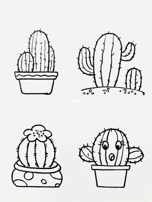 【简笔画】仙人掌91_简笔画_仙人掌_手帐_插画_寒假