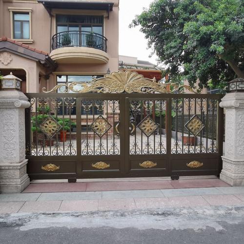 工厂直销欧式铝艺别墅庭院大门农村新中式别墅电动门自动折叠大门