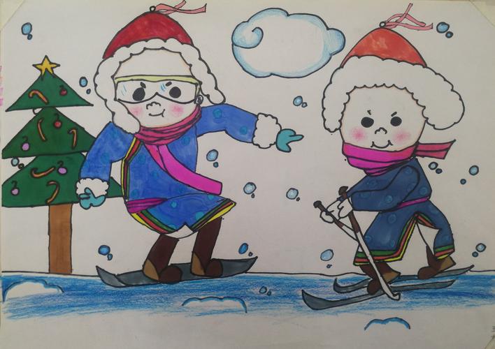 文化馆少儿美术班,我为"十四冬"助力,"欢乐冬运"儿童画作品选登