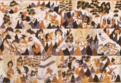 莫高窟 254窟的壁画 《萨埵王子舍身饲虎图》