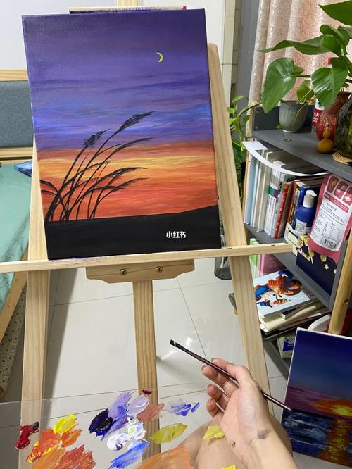 自学丙烯画黄昏_丙烯画_夕阳_丙烯_马利怎么样_调色_颜料_兴趣爱好