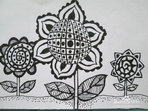 线描画《向日葵》的画法