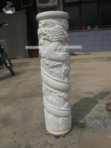 汉白玉祥云盘龙柱子飞龙石柱石雕精品浮雕雕塑