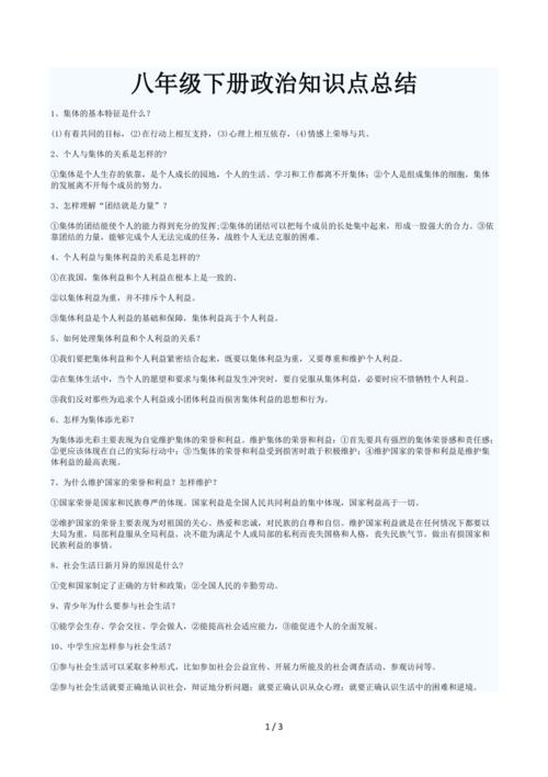 八年级下册政治知识点总结