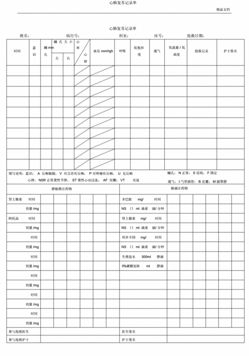 心肺复苏记录单.docx 2页