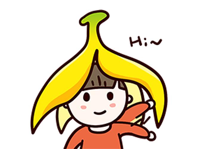 特别喜欢简单可爱的人物,于是就设计了头戴香蕉皮的小女孩--春娇