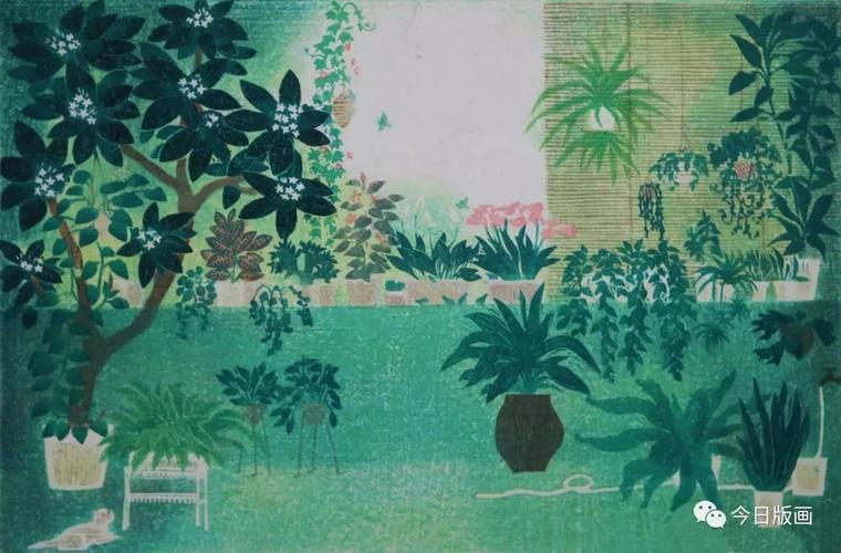 郑爽 《后院》 水印木刻