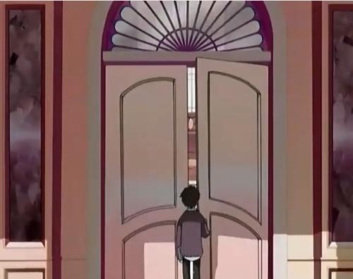 我现在需要一幅动漫帅哥用力推开门的背影图,请求支援