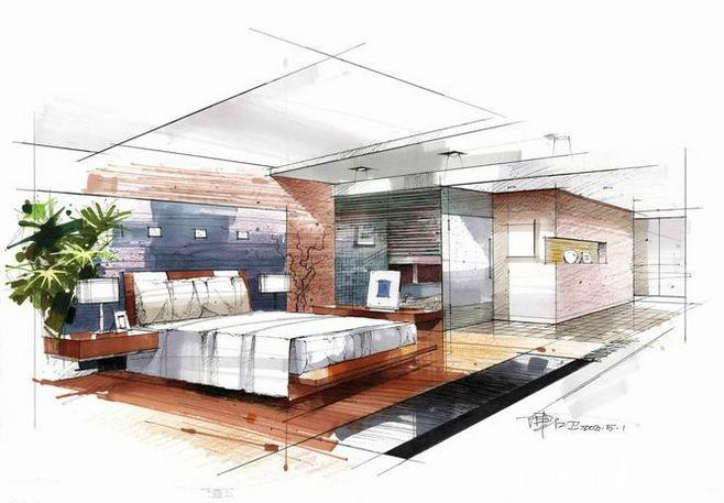 最新欧式风格卧室手绘效果图展示—土拨鼠装饰设计门户