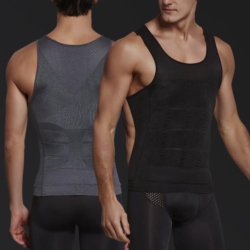 2件装男士塑身衣健身运动紧身上衣啤酒肚美体内衣束腰