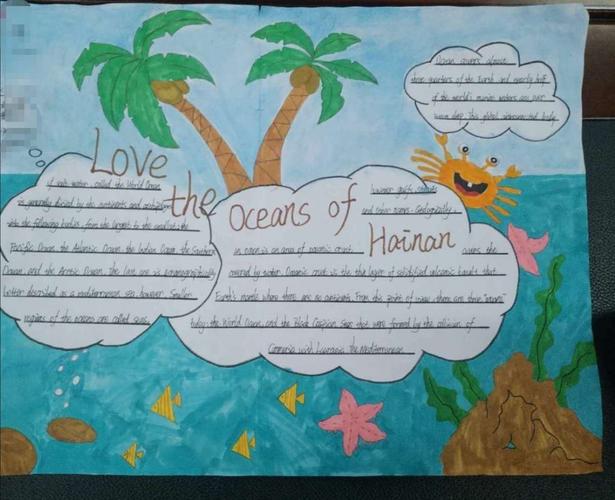"love the oceans of海南"英语手抄报