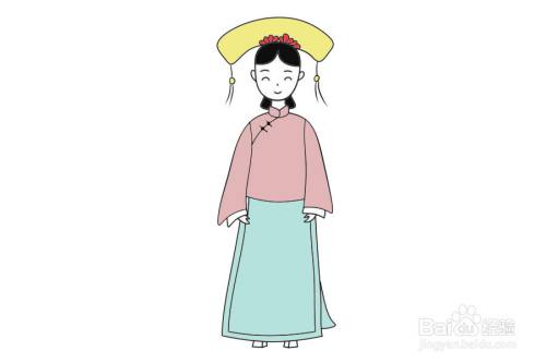 满族女孩的简笔画