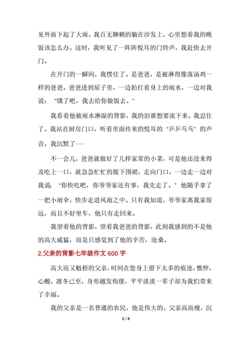 父亲的背影七年级作文600字.docx 8页