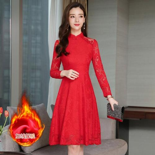 秋冬新娘回门装结婚订婚敬酒衣服晚宴聚会红色礼服加