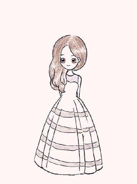 唯美彩铅婚纱人物画