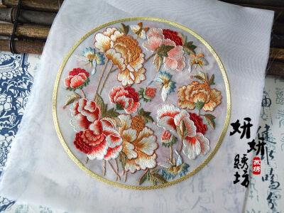 苏绣纯手工绣花精美绣片牡丹花唯美衣料包包汉服配饰diy辅料推荐