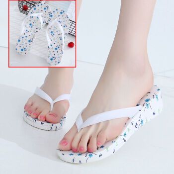 凉拖鞋女网红新款外穿室内拖鞋厚底坡跟夹脚高跟人字拖女学生韩版 小