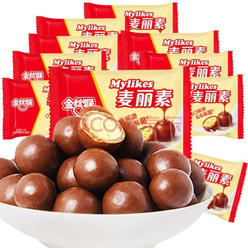 金丝猴麦丽素脆芯夹心巧克力豆袋装网红怀旧儿童糖果零食小吃批发 23g