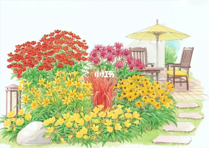 花园—花镜手绘图_手绘图_赏花_文化_绘画