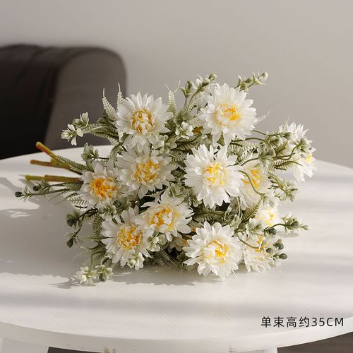 ins冷淡风复古3头洋菊客厅仿真花假花花卉餐桌复古花艺菊花绢花 5支