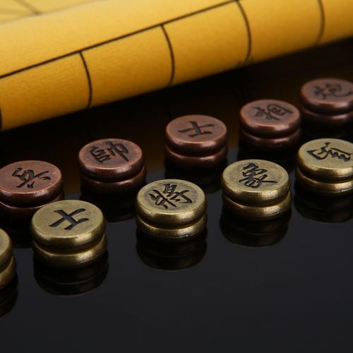 古仕龙2019新款金属古铜中国象棋棋盘 初学者儿童学生