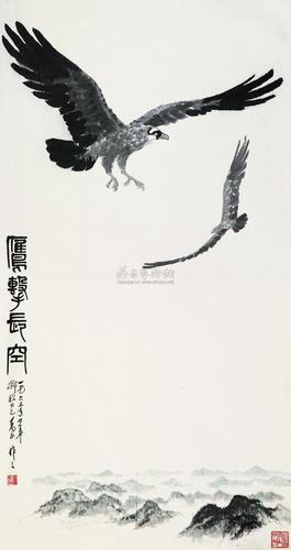 1869 1965年作 鹰击长空 立轴 设色纸本