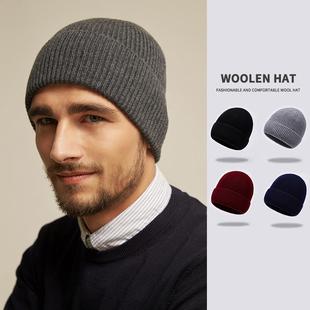 恒源祥纯羊毛帽子男秋冬天韩版潮针织帽冬季男士加绒保暖毛线帽子