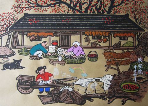 曹全堂作品 出国礼品 西部民俗 酒店装饰画 农家院 户县农民画