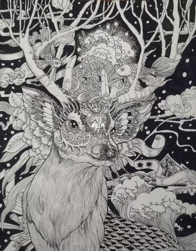 临摹线描鹿_临摹_线描_文化_绘画