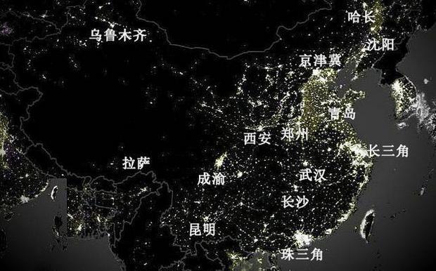 灯光告诉你西部与东部的差距到底有多大