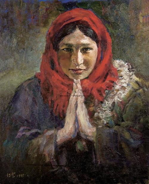 【红头巾 布面 油彩】拍卖品_图片_价格_鉴赏_油画_品